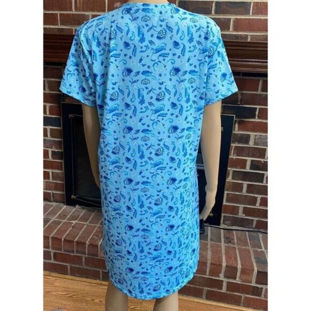 Women's Cabana Life Shift Dress Size M Short Sleeve Pockets Blue,UPF 50 New - Picture 2 of 16